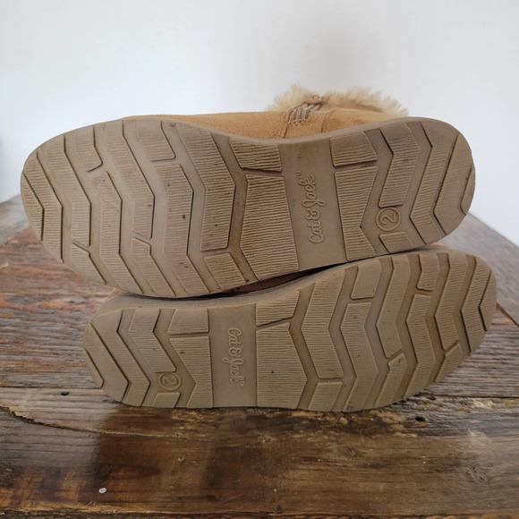 Cat & Jack Tan Faux Suede Faux Fur Ankle Booties - Picture 10 of 10